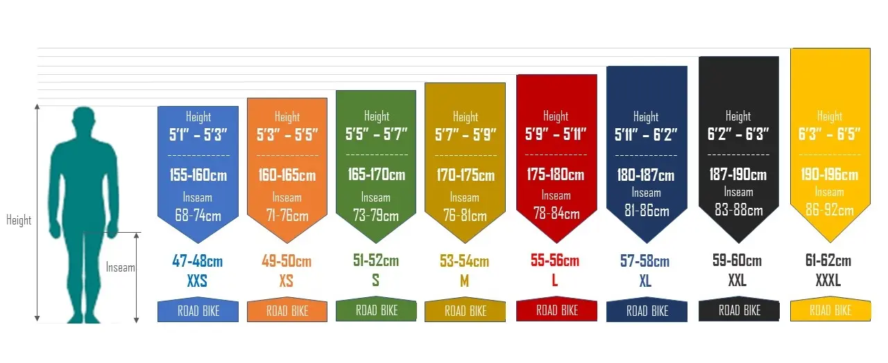 Road bike sizing chart Road bike sizing chart