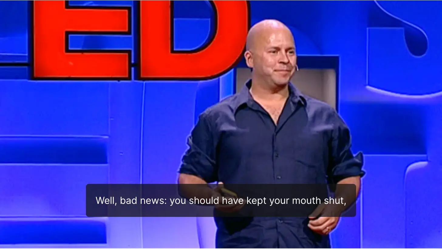 Derek Siver's 2010 Ted Talk Screenshot Derek Siver's 2010 Ted Talk Screenshot